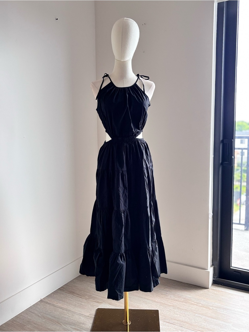 J.Crew Black Cutout Tiered Maxi Sundress XS